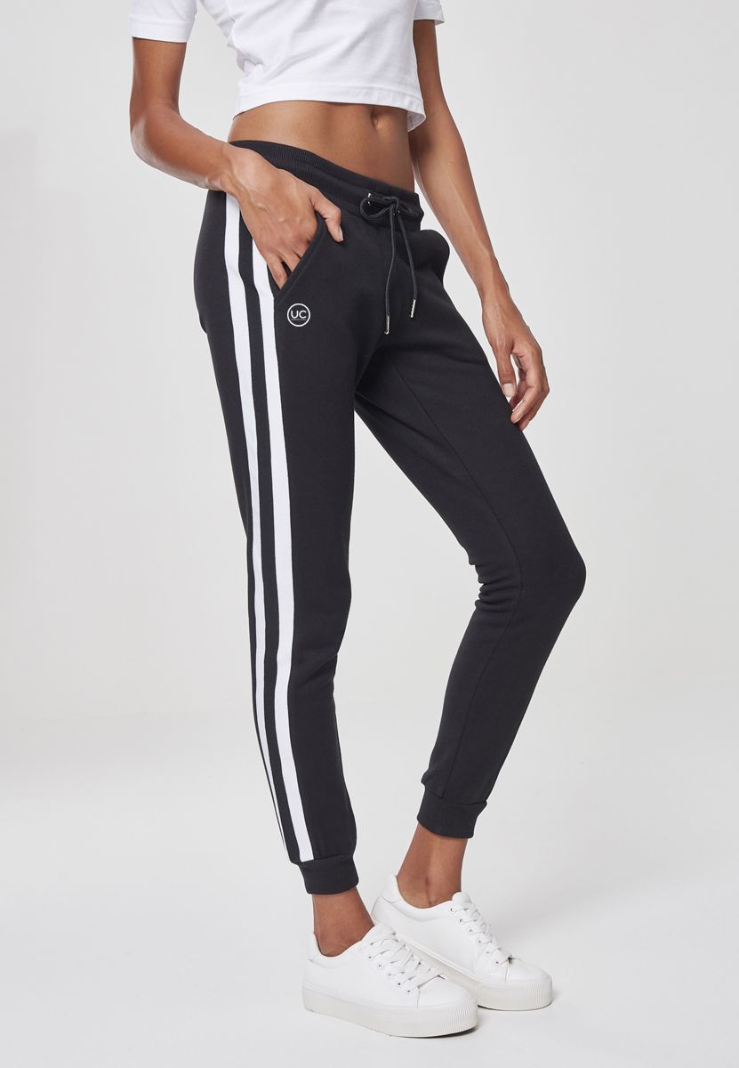 Hoog model joggingbroeken in de kleur wit voor dames | KLEDING.nl