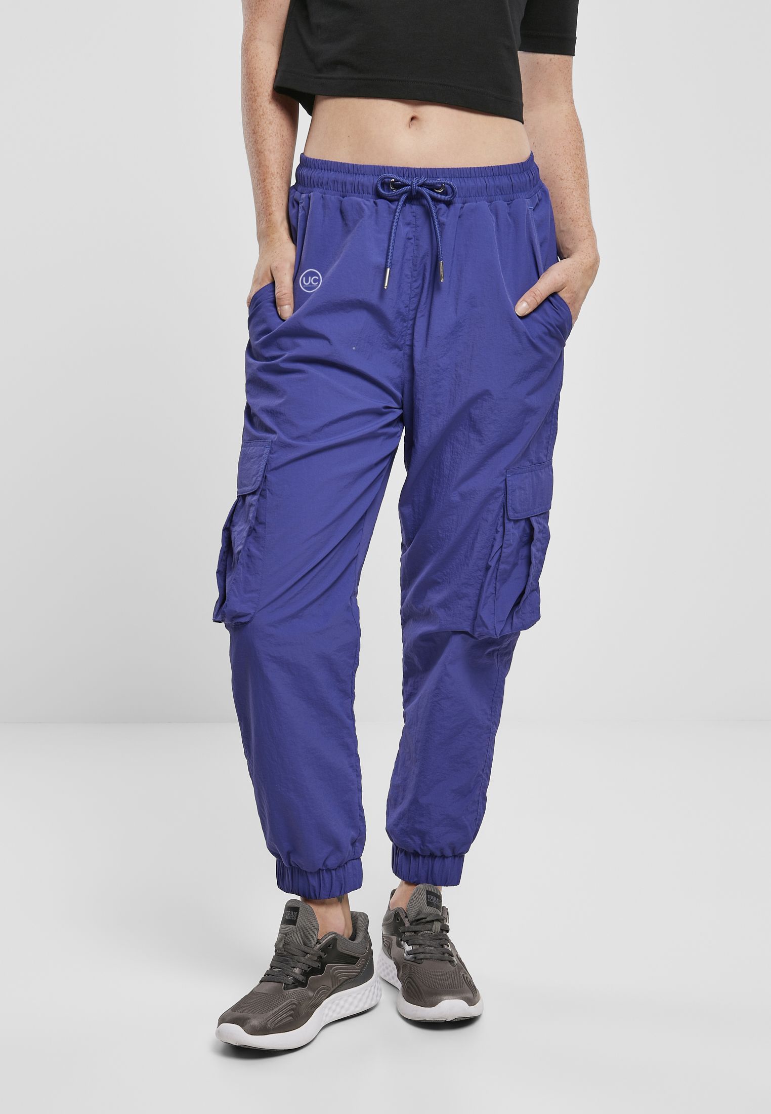 Dames High Waist Crinkle Nylon Cargo Pants - UC Dance
